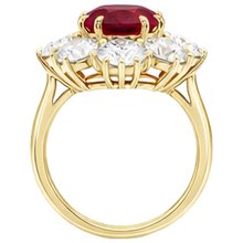 Red Ruby With Natural Earth Mined Diamonds 3 Carats Engagement Ring 14K Yellow Gold