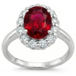 Red Ruby With Natural Earth Mined Diamonds 4.25 Ct Wedding Ring White Gold 14K