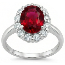 Red Ruby With Natural Earth Mined Diamonds 4.25 Ct Wedding Ring White Gold 14K