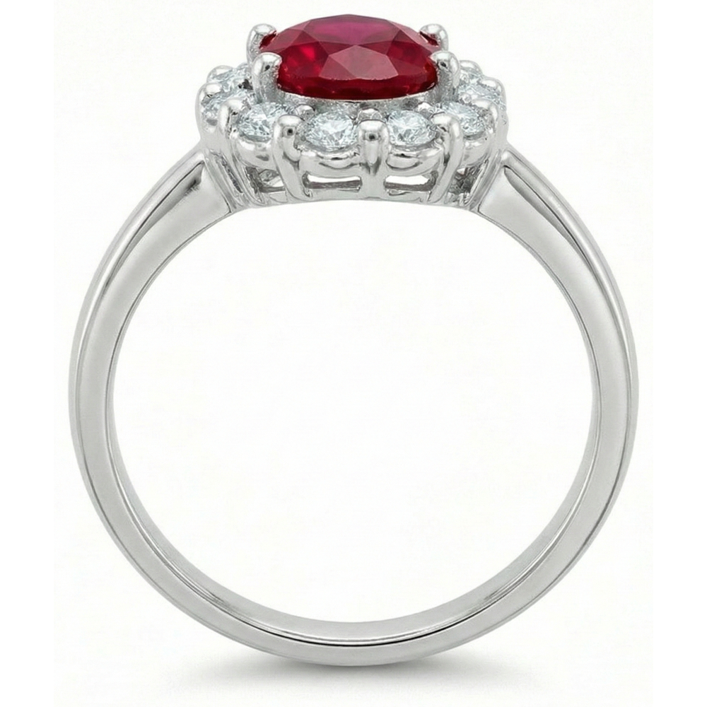 Red Ruby With Natural Earth Mined Diamonds 4.25 Ct Wedding Ring White Gold 14K