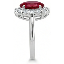 Red Ruby With Natural Earth Mined Diamonds 4.25 Ct Wedding Ring White Gold 14K