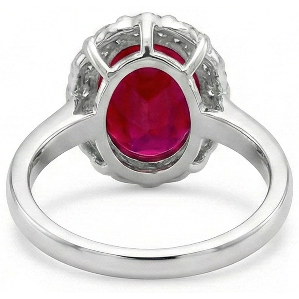 Red Ruby With Natural Earth Mined Diamonds 4.25 Ct Wedding Ring White Gold 14K