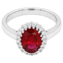 Red Ruby With Natural Earth Mined Diamonds 5.75 Carats Ring White Gold 14K
