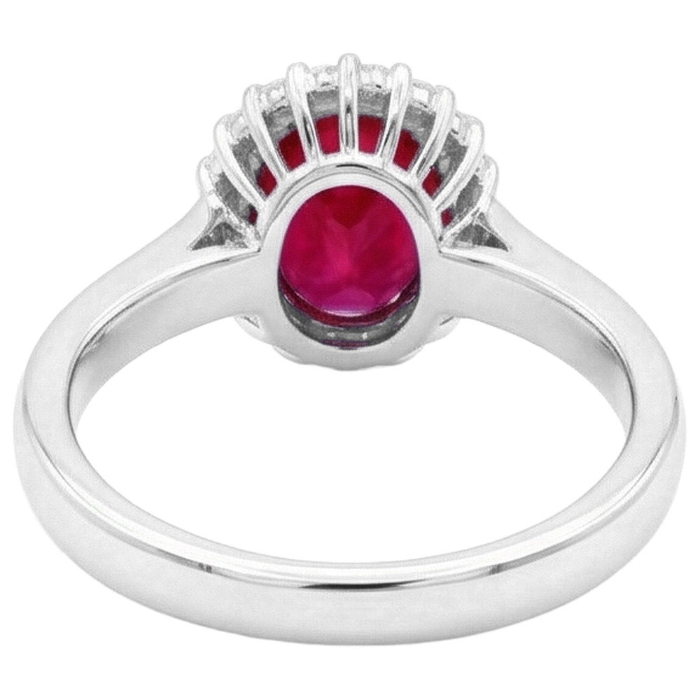 Red Ruby With Natural Earth Mined Diamonds 5.75 Carats Ring White Gold 14K