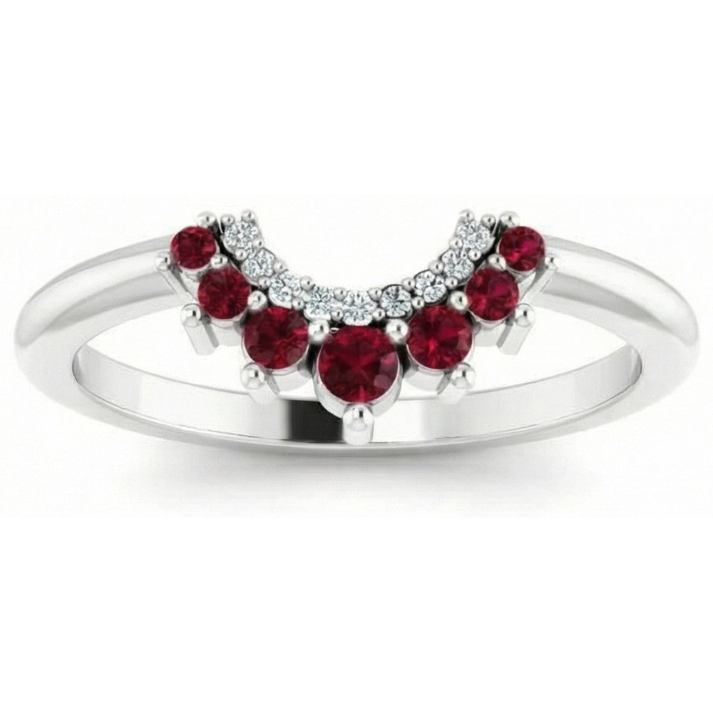 Red Ruby and Natural Earth Mined Diamond Anniversary Ring 3.30 Carats White Gold 14K