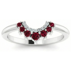 Red Ruby and Natural Earth Mined Diamond Anniversary Ring 3.30 Carats White Gold 14K