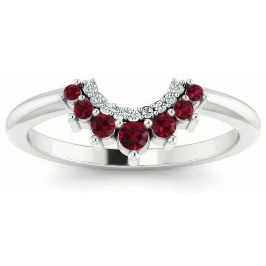 Red Ruby and Natural Earth Mined Diamond Anniversary Ring 3.30 Carats White Gold 14K