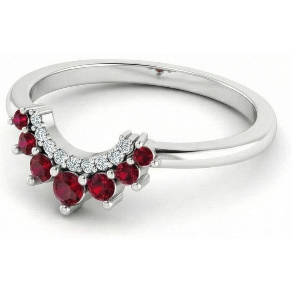 Red Ruby and Natural Earth Mined Diamond Anniversary Ring 3.30 Carats White Gold 14K