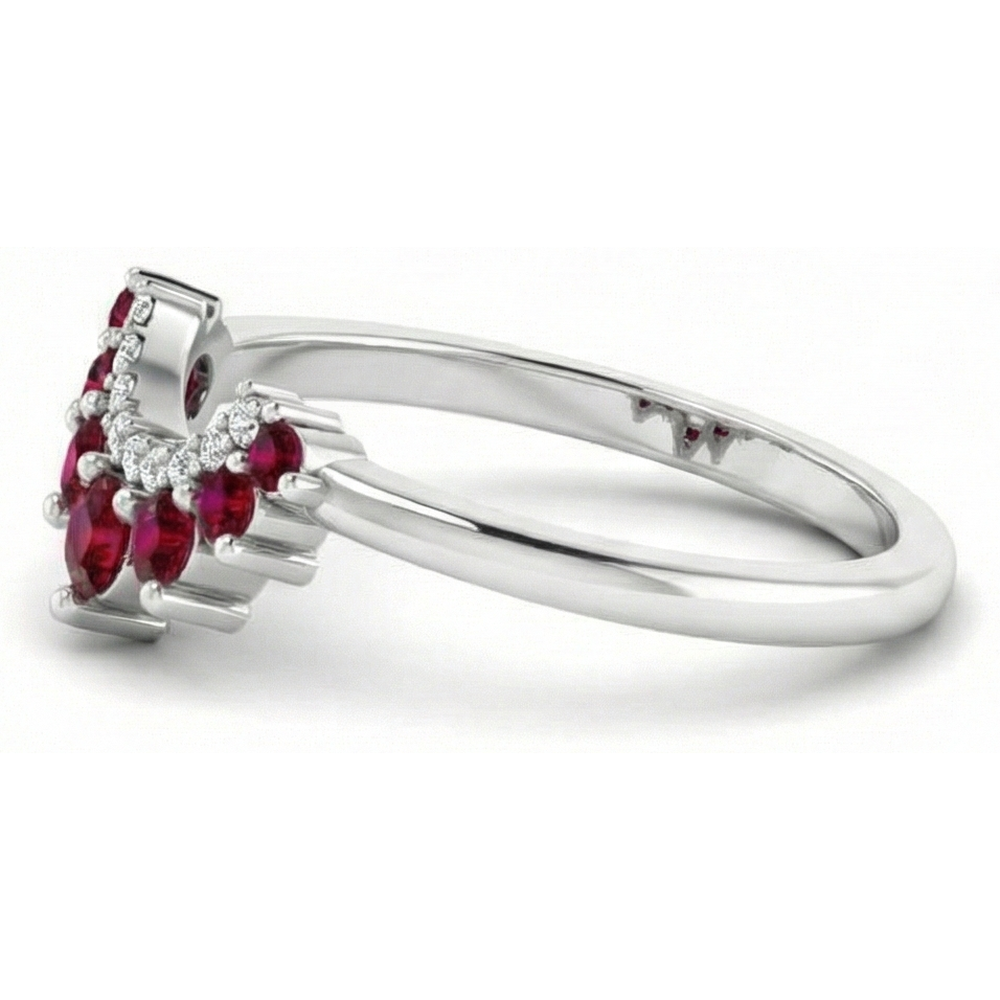 Red Ruby and Natural Earth Mined Diamond Anniversary Ring 3.30 Carats White Gold 14K