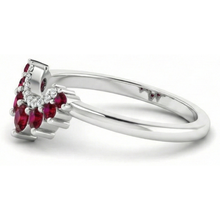 Red Ruby and Natural Earth Mined Diamond Anniversary Ring 3.30 Carats White Gold 14K