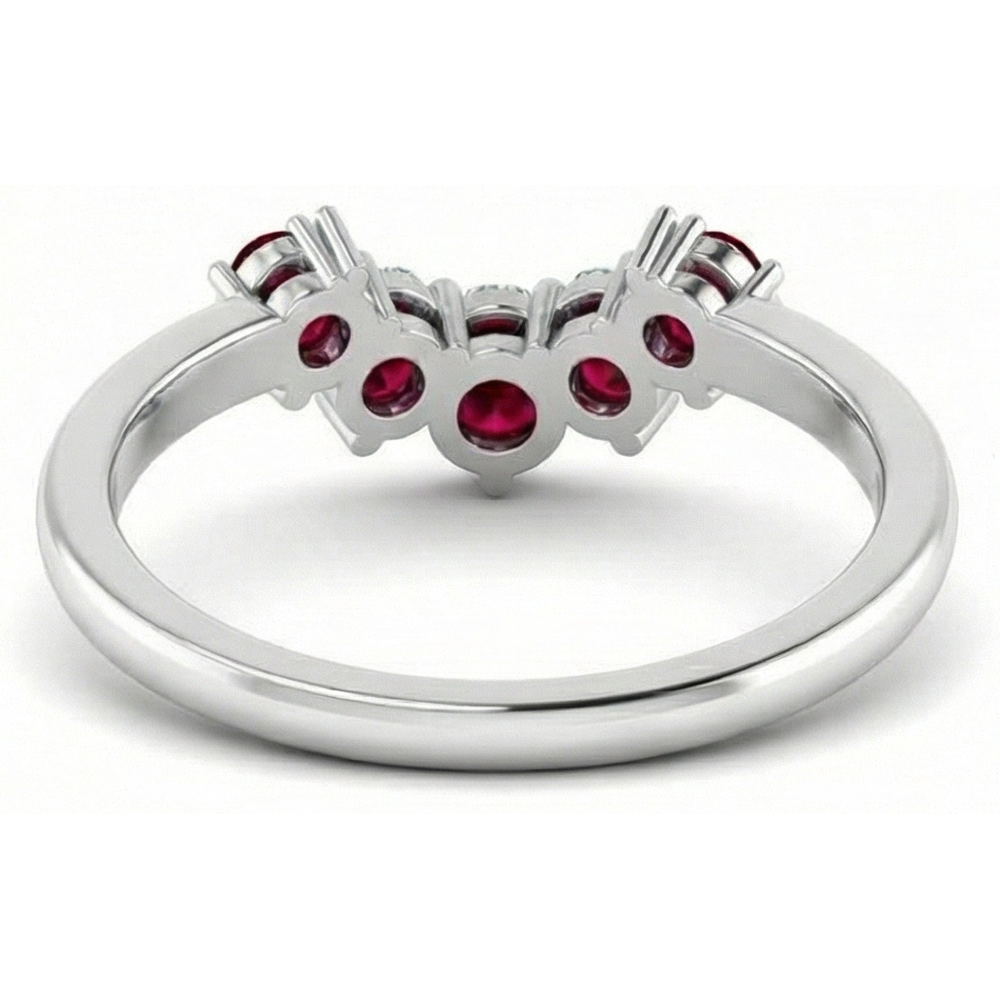 Red Ruby and Natural Earth Mined Diamond Anniversary Ring 3.30 Carats White Gold 14K