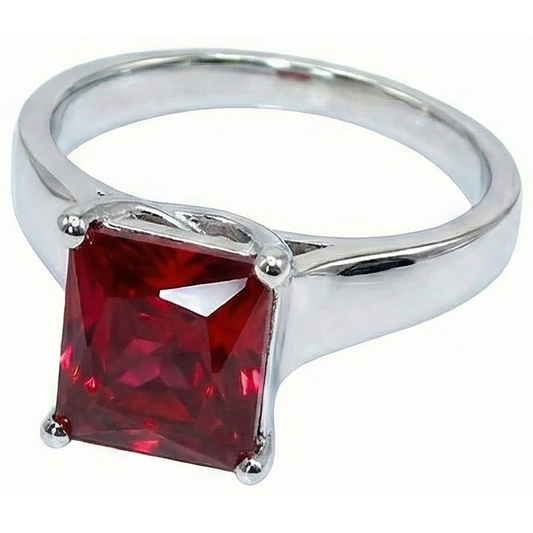 Red Solitaire Ruby Women Ring 2.25 Carats White Gold 14K