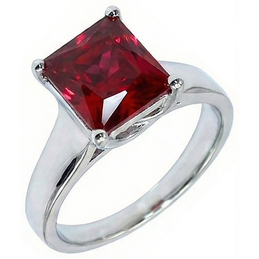 Red Solitaire Ruby Women Ring 2.25 Carats White Gold 14K