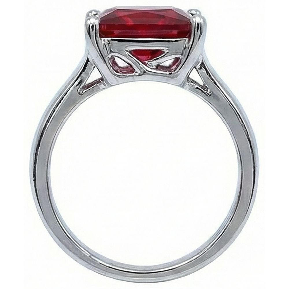 Red Solitaire Ruby Women Ring 2.25 Carats White Gold 14K