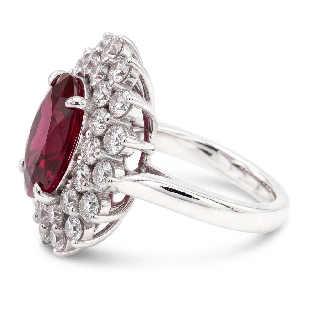 Red Tourmaline And Natural Earth Mined Diamonds 6.5 Ct Engagement Ring 14K Gold