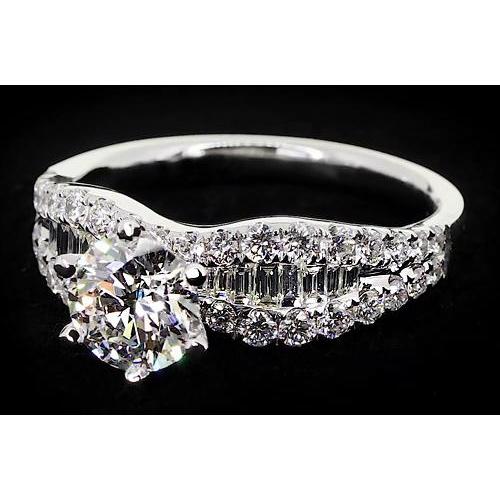 Ribbon Style Women's Ring Round Diamond 6 Prong Set 2.75 Carats