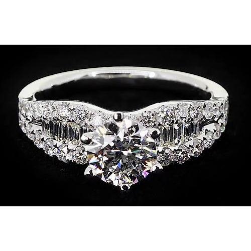 Ribbon Style Women's Ring Round Real Natural Earth Mined Diamond 6 Prong Set 2.75 Carats
