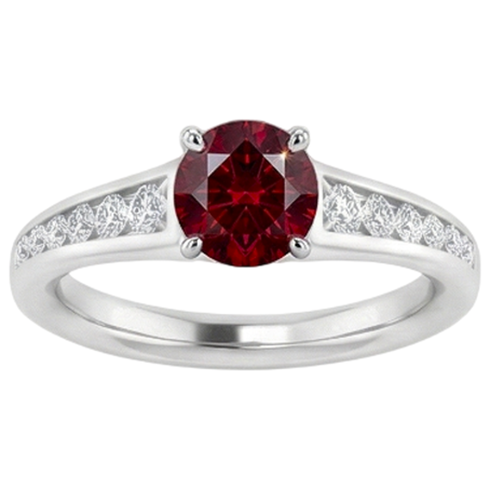 Ring 1.10 Carats Burma Ruby Natural Earth Mined Diamond Accented White Gold 14K Jewellery