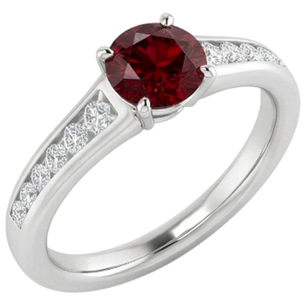 Ring 1.10 Carats Burma Ruby Natural Earth Mined Diamond Accented White Gold 14K Jewellery