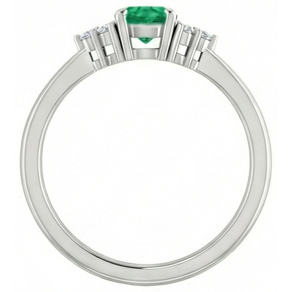 Ring 1 Carat Columbian Green Emerald Natural Earth Mined Diamond Accented Women Jewellery