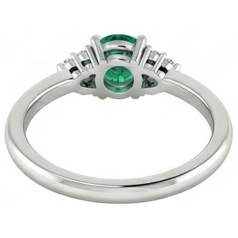 Ring 1 Carat Columbian Green Emerald Natural Earth Mined Diamond Accented Women Jewellery