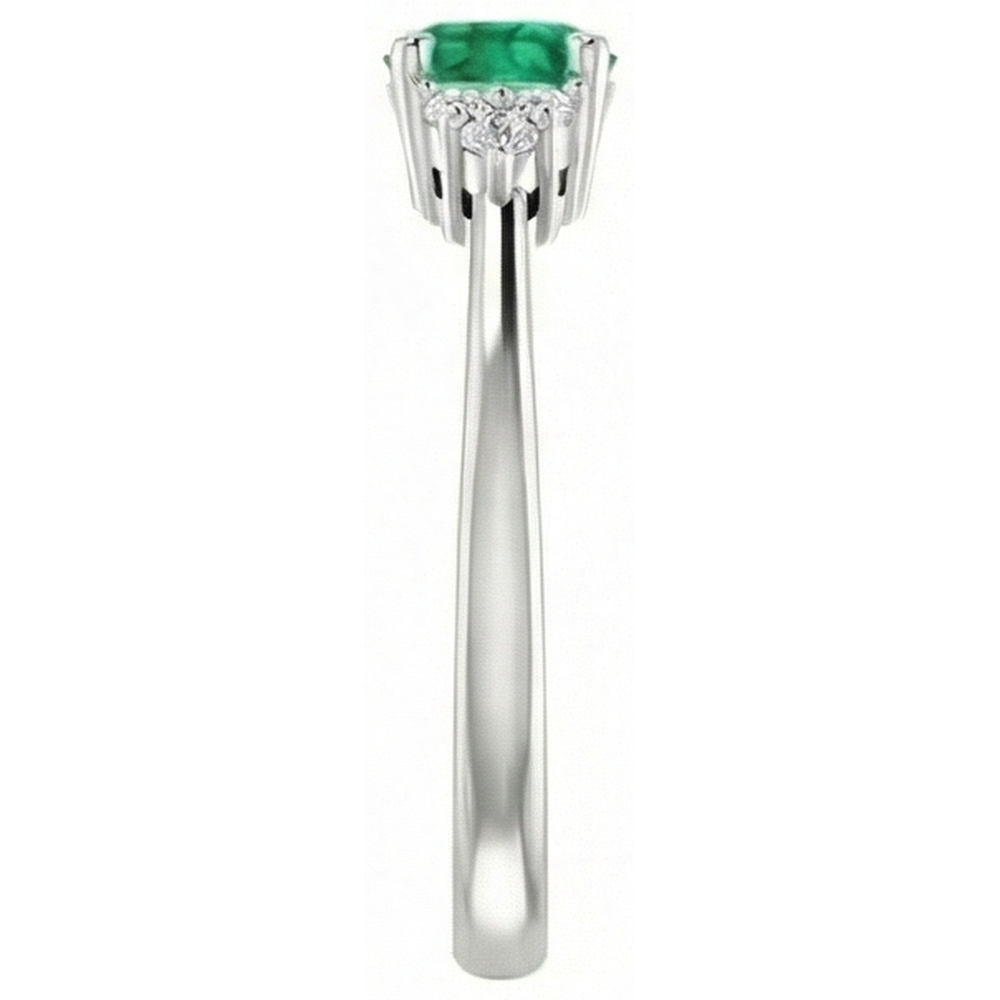 Ring 1 Carat Columbian Green Emerald Natural Earth Mined Diamond Accented Women Jewellery