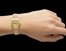 Rolex 24 mm Champagne Stick Dial Yellow Gold Watch