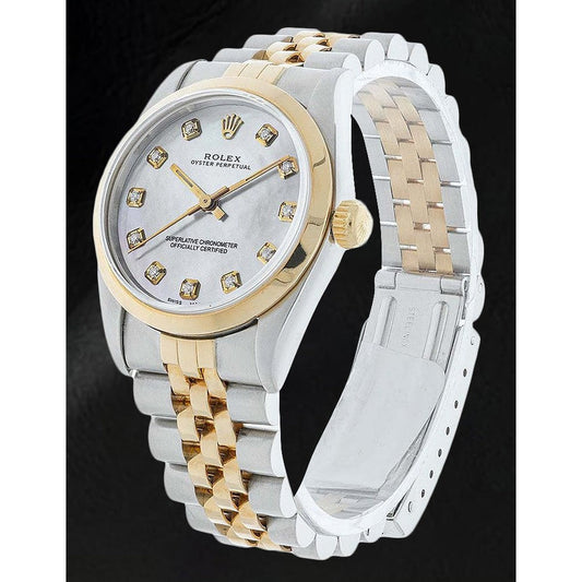 Rolex 31mm Date-just 67483 MOP Diamond Dial Women Watch