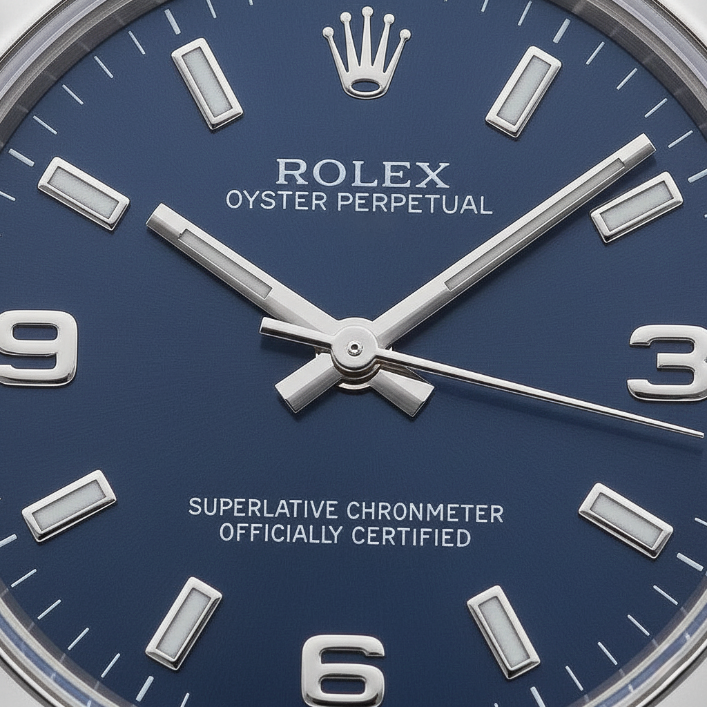 Rolex 31mm Stainless Steel Blue Arabic Dial Watch