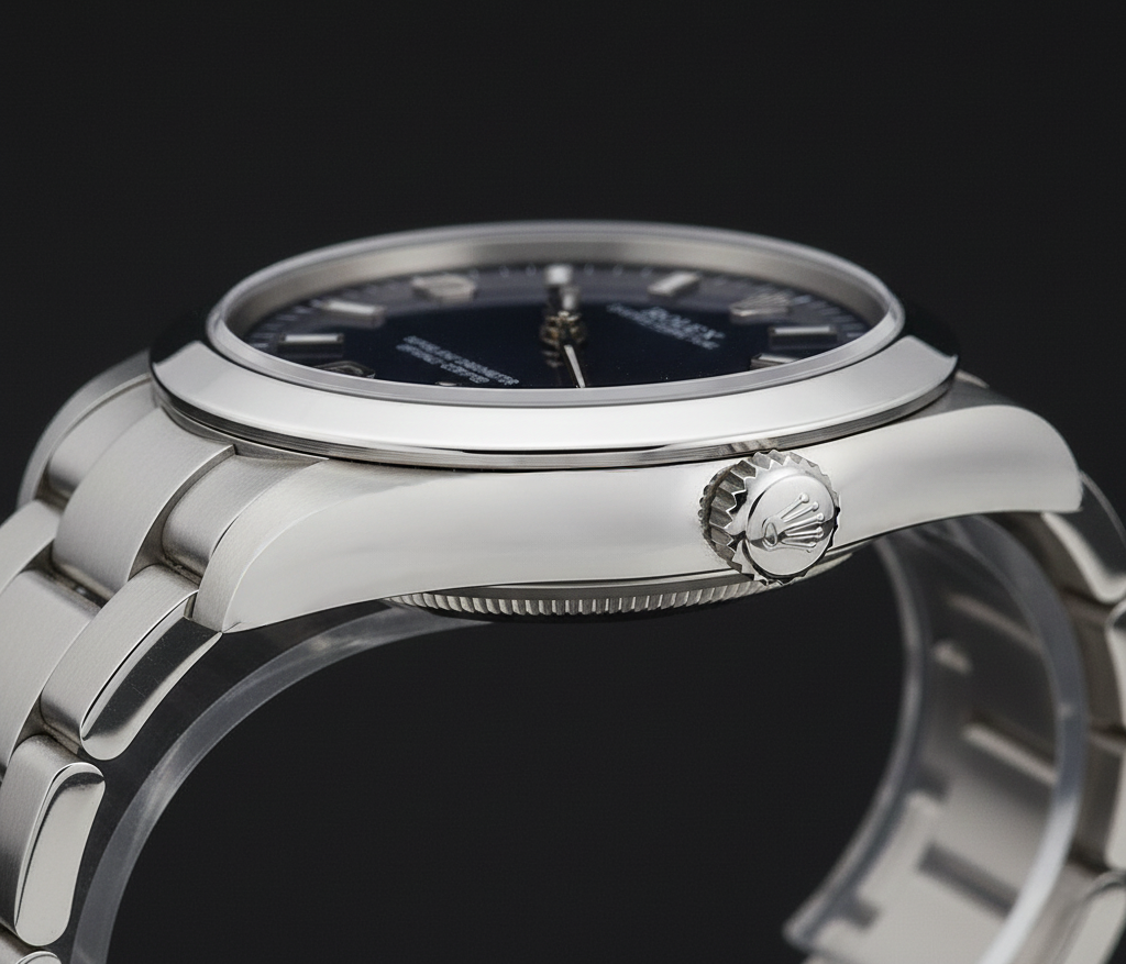 Rolex 31mm Stainless Steel Blue Arabic Dial Watch