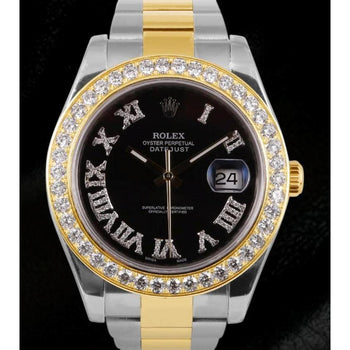 Rolex Date Just Ii 41 Mm Gents Watch Diamond Dial Gold And Ss