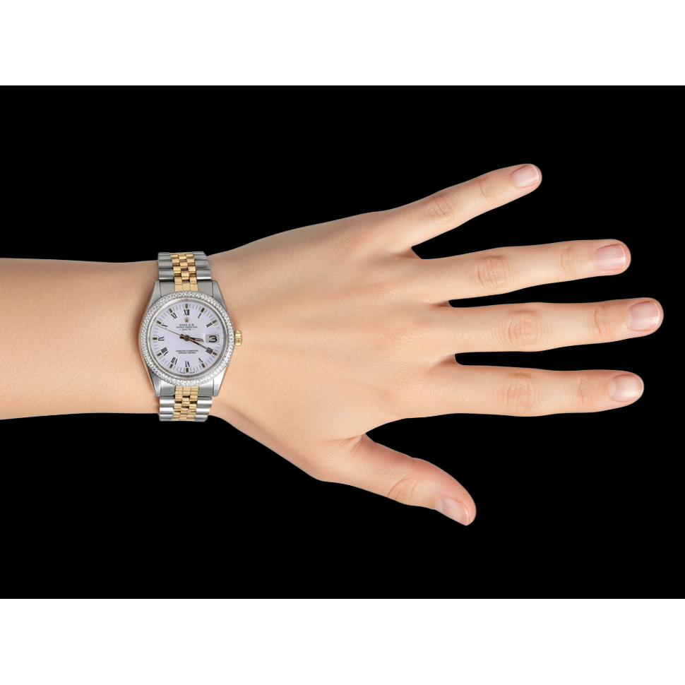 Rolex Date Mens Watch Two Tone Jubilee Bracelet Natural Earth Mined Diamond Bezel