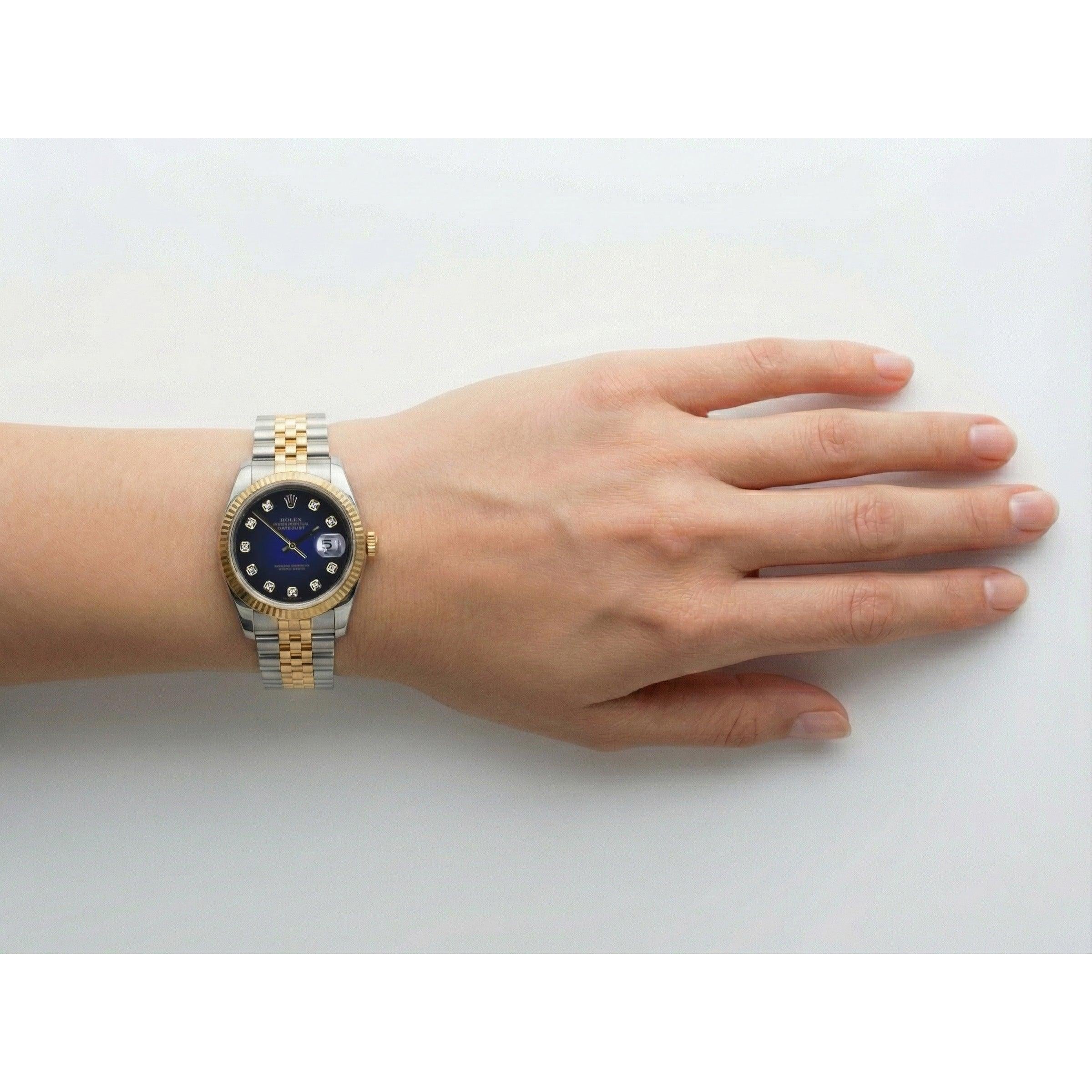 Rolex Datejust 36 Mm Men's Watch Natural Earth Mined Diamond Dial Fluted Bezel QUICK SET