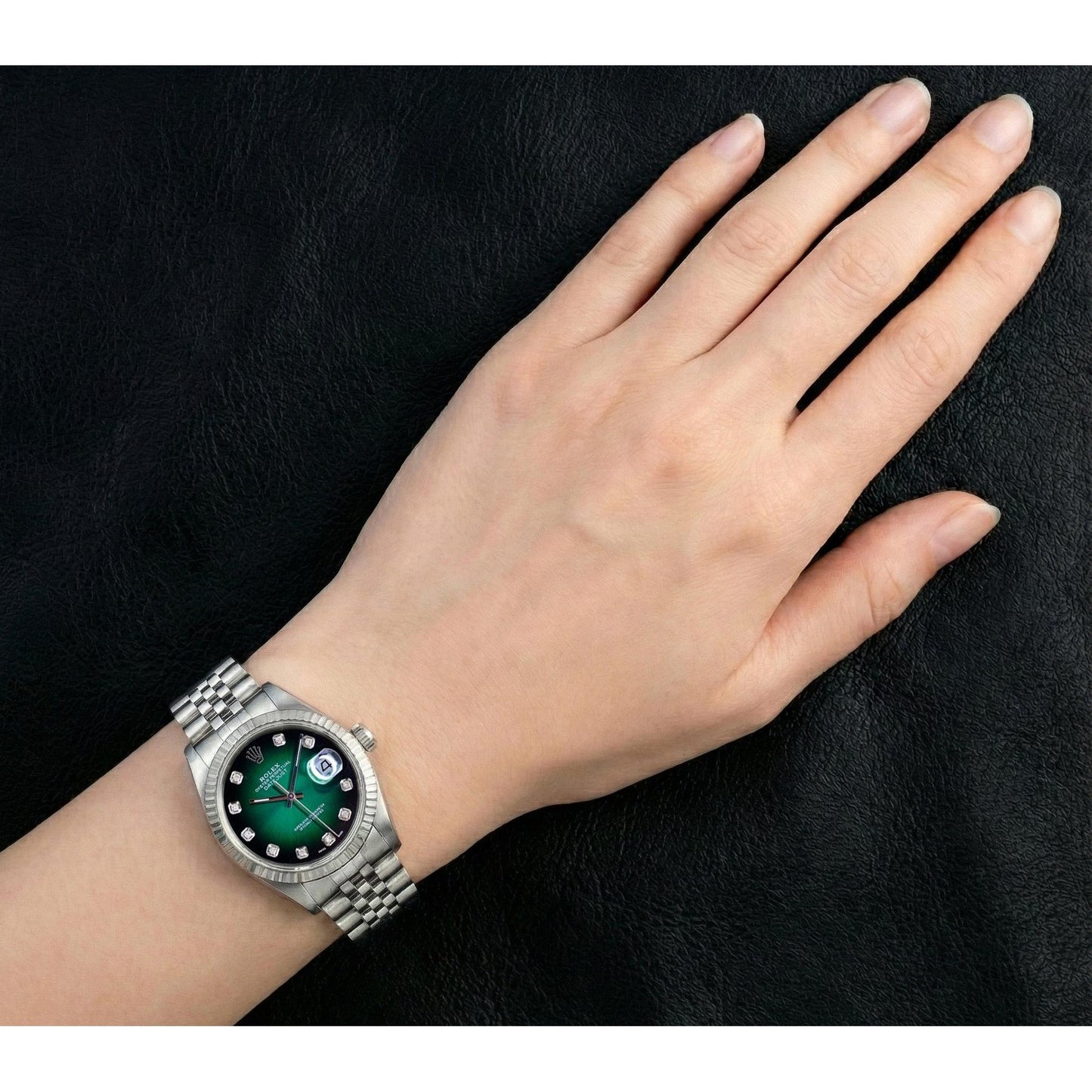 Rolex Datejust 36 mm Green Diamond Dial Stainless Steel Watch