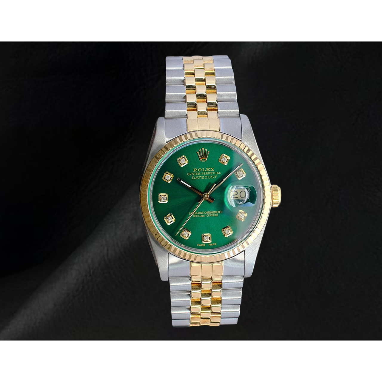 Rolex Datejust 36 mm Green Diamond Dial Two Tone Watch