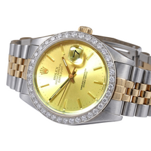 Rolex Datejust Gents Watch Natural Earth Mined Diamond Bezel Gold And Ss Bracelet QUICK SET