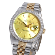 Rolex Datejust Gents Watch Natural Earth Mined Diamond Bezel Gold And Ss Bracelet QUICK SET