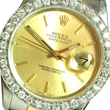 Rolex Datejust Gents Watch Natural Earth Mined Diamond Bezel Gold And Ss Bracelet QUICK SET