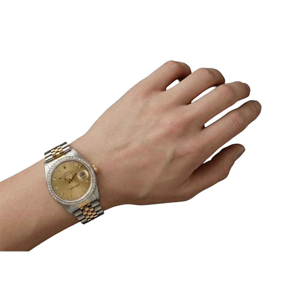 Fine Diamond Rolex in Gold – angle view