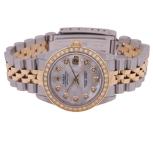 Rolex Datejust Midsize 31 mm Grey Mother of Pearl Natural Earth Mined Diamond Dial Bezel Jubilee Bracelet Watch Ss & Gold