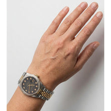 Rolex Datejust Watch Two Tone Men Channel Bezel Natural Earth Mined Diamond