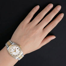 Rolex Datejust Year 2002 White Roman Dial 36 mm Two Tone Watch