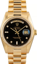 Rolex Day Date 36 Mm Men Watch Bark Finish Yellow Gold 18K Black