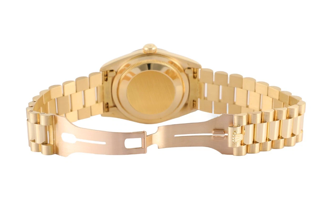 Rolex Day Date 36 Mm Men Watch Bark Finish Yellow Gold 18K Black