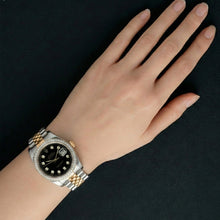 Rolex Dj Quick Set No Holes Natural Earth Mined Diamond Bezel Black Dial Ss Bracelet