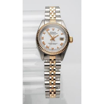 Rolex Dj Roman Dial Fluted Bezel Watch Ss & Gold Jubilee Bracelet