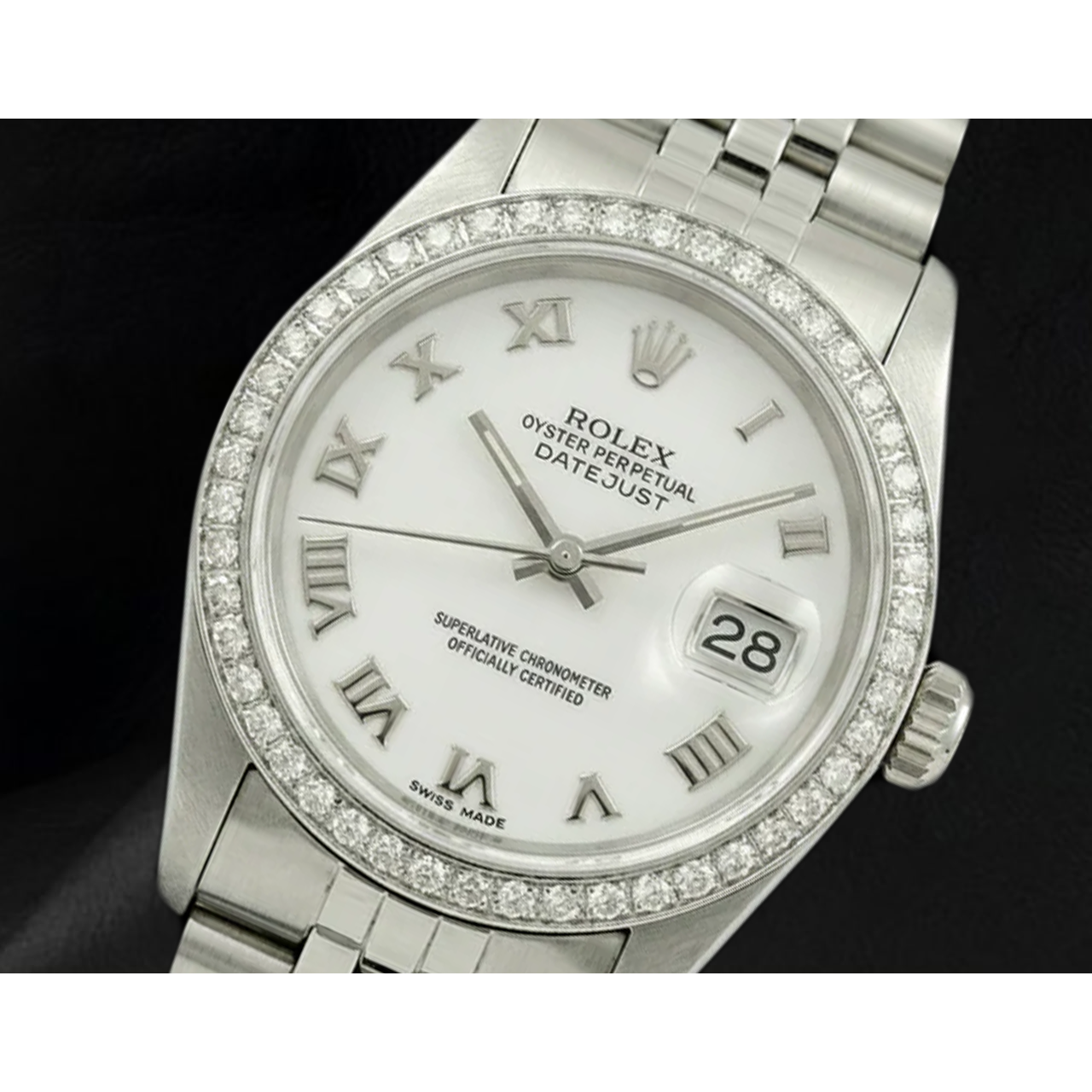 Rolex Dj White Mop Roman Dial Natural Earth Mined Diamond Bezel Ss Jubilee Bracelet QUICK SET