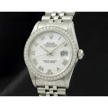 Rolex Dj White Mop Roman Dial Natural Earth Mined Diamond Bezel Ss Jubilee Bracelet QUICK SET