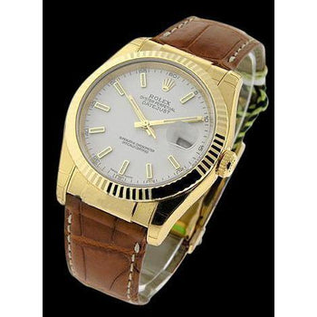 Rolex Gents Datejust Excellent Vintage Mans Watch Leather Bracelet