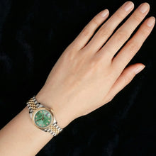 Rolex Ladies Watch Datejust 26 Steel Yellow Gold Green Tepstrey Natural Earth Mined Diamond Dial